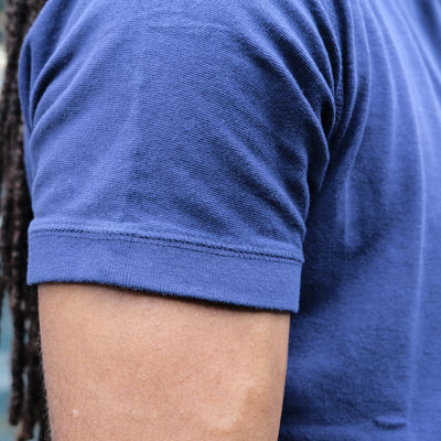 Loop & Weft Loopwheel Ribbed Cuff S/S Crewneck Tee (Navy) - Okayama Denim