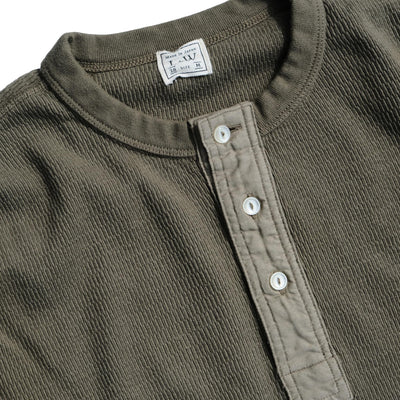 Loop & Weft Supima Long Honeycomb Thermal Henley (Olive)