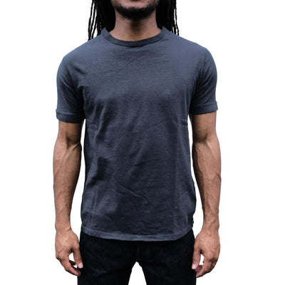 Loop & Weft Loopwheel Ribbed Cuff S/S Crewneck Tee (Black) - Okayama Denim