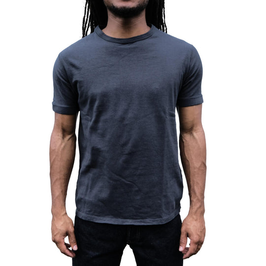 Loop & Weft Loopwheel Ribbed Cuff S/S Crewneck Tee (Black)