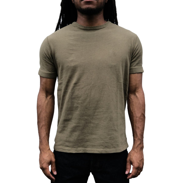 Loop & Weft Loopwheel Ribbed Cuff S/S Crewneck Tee (Olive