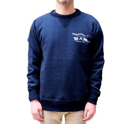 Studio D'Artisan Indigo Dyed Logo Print Crewneck Sweatshirt