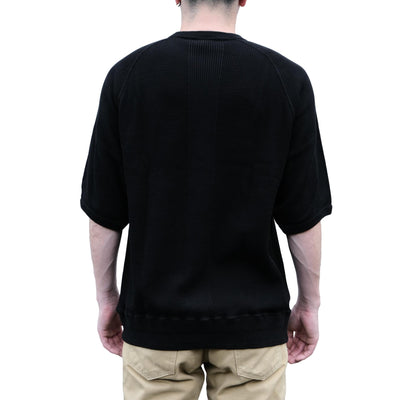 The Flat Head Loopwheel Honeycomb Thermal Tee (Black) - Okayama Denim