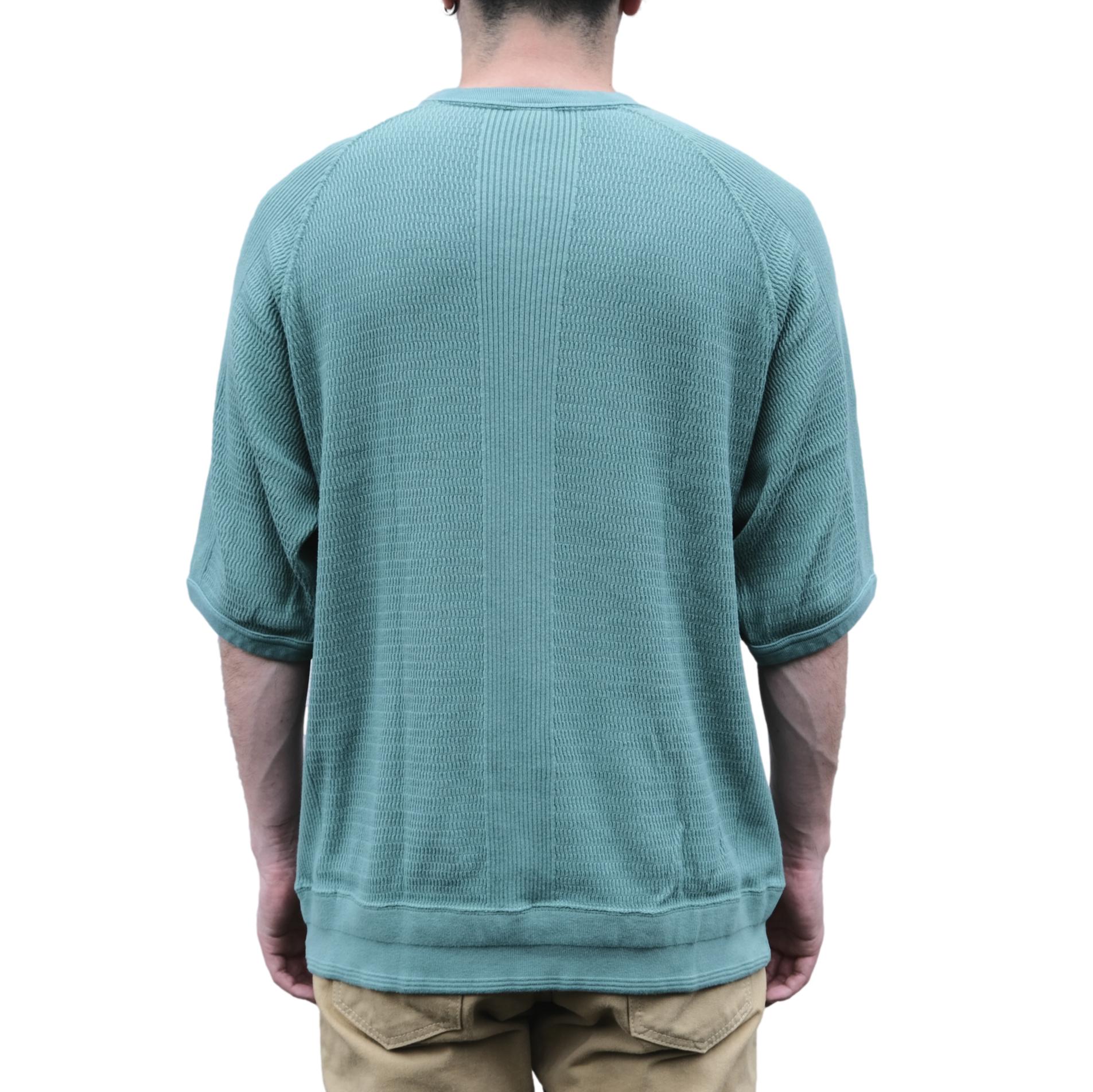 The Flat Head Loopwheel Honeycomb Thermal Tee (Green) - Okayama Denim