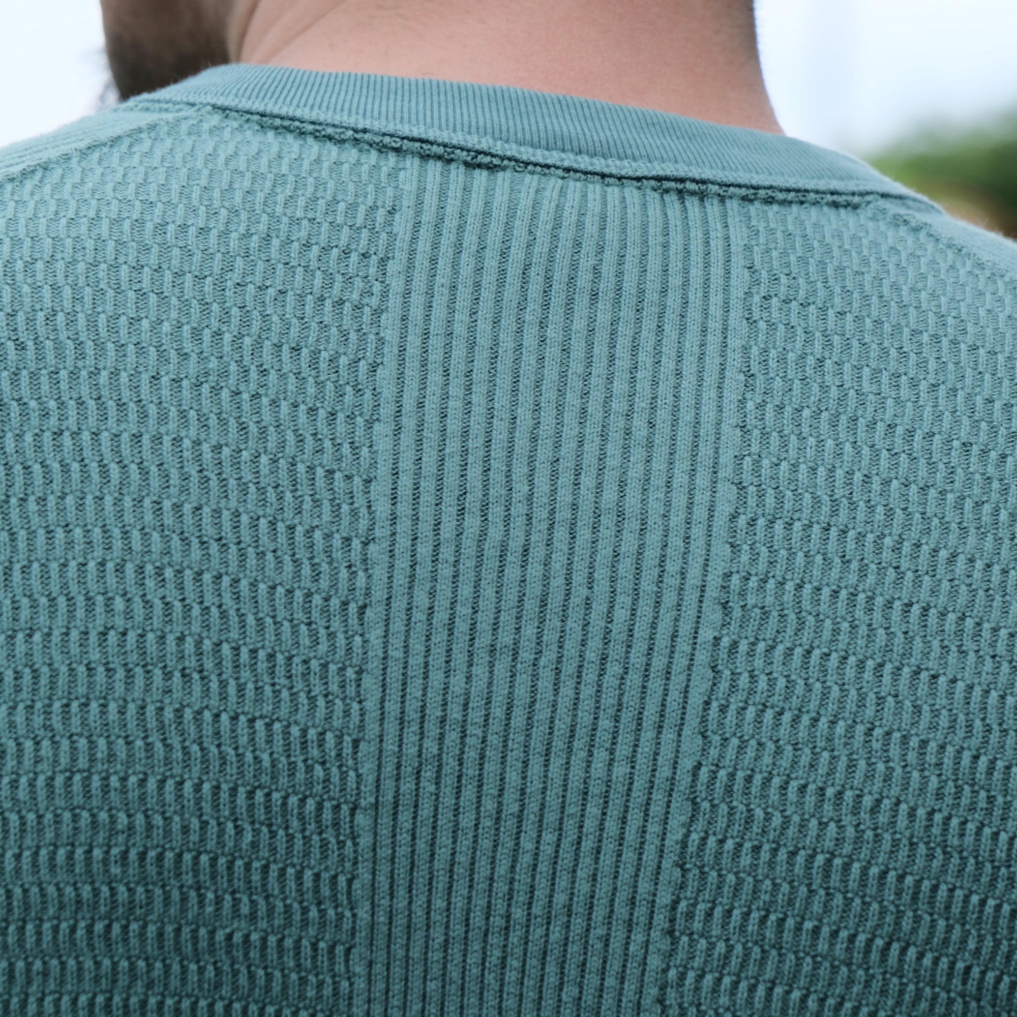 The Flat Head Loopwheel Honeycomb Thermal Tee (Green) - Okayama Denim
