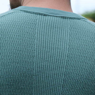The Flat Head Loopwheel Honeycomb Thermal Tee (Green) - Okayama Denim