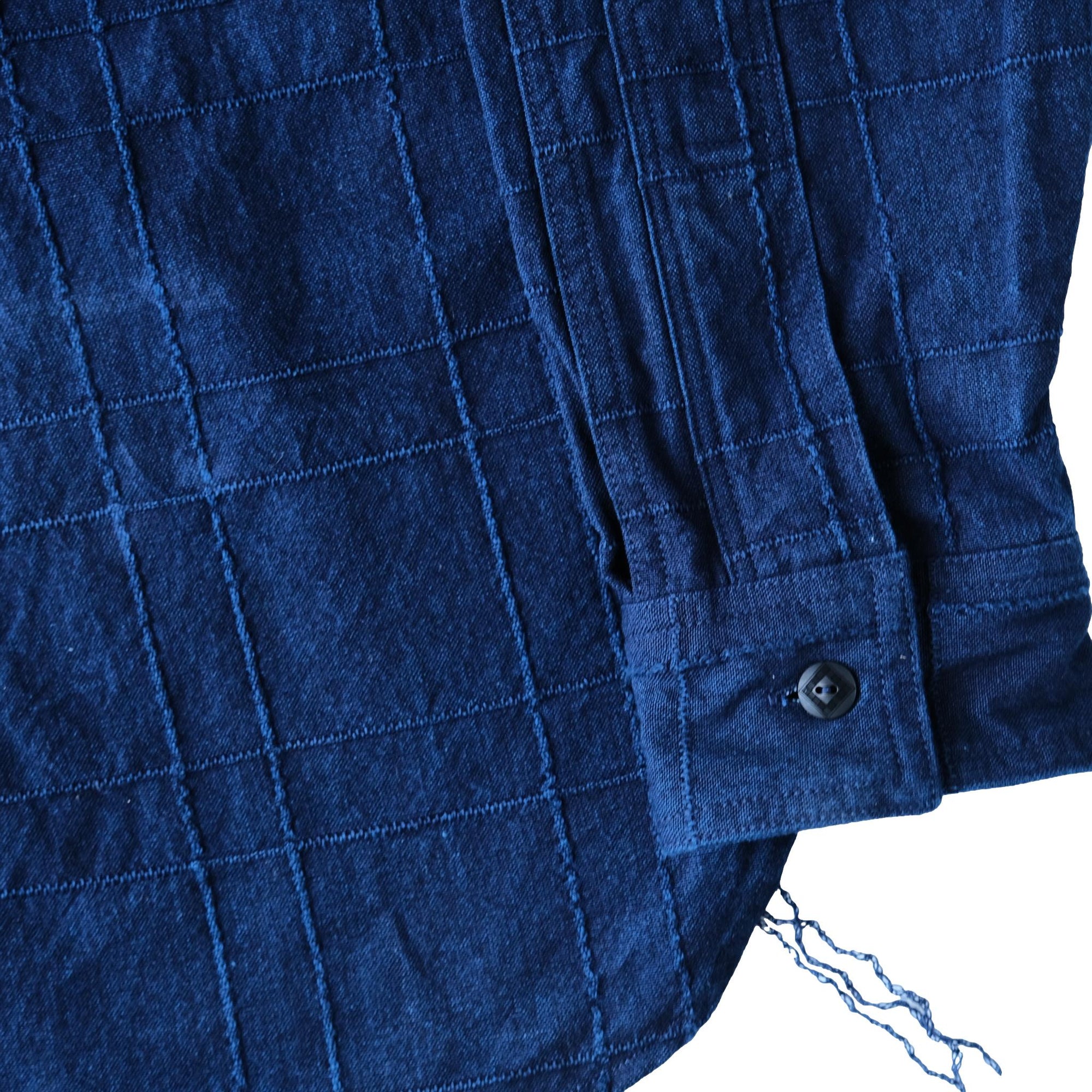 Samurai Jeans SSS26-ARS Natural Indigo Lattice Sashiko Work Shirt