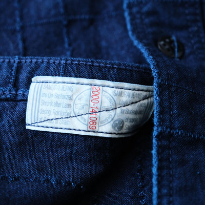 Samurai Jeans SSS26-ARS Natural Indigo Lattice Sashiko Work Shirt