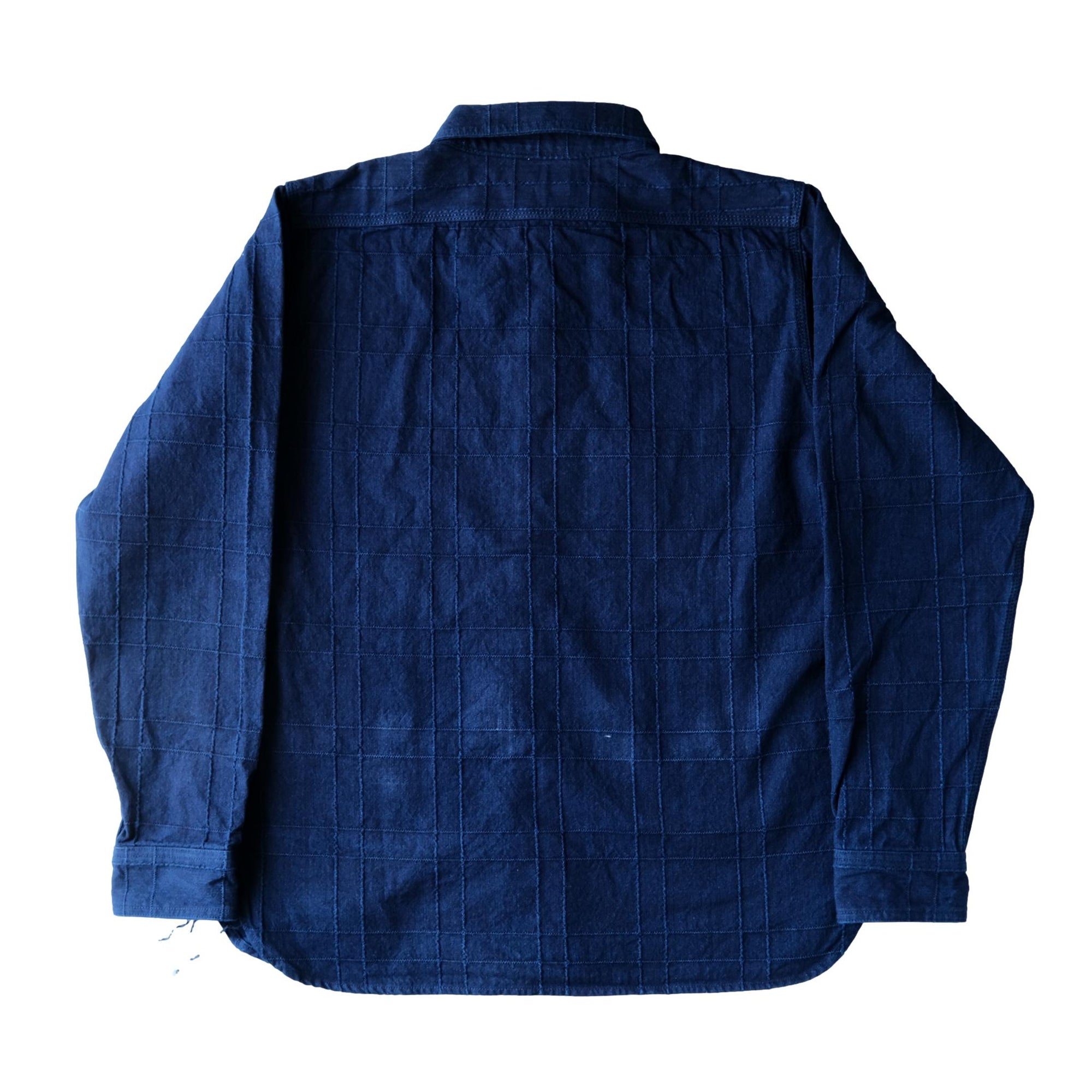 Samurai Jeans SSS26-ARS Natural Indigo Lattice Sashiko Work Shirt