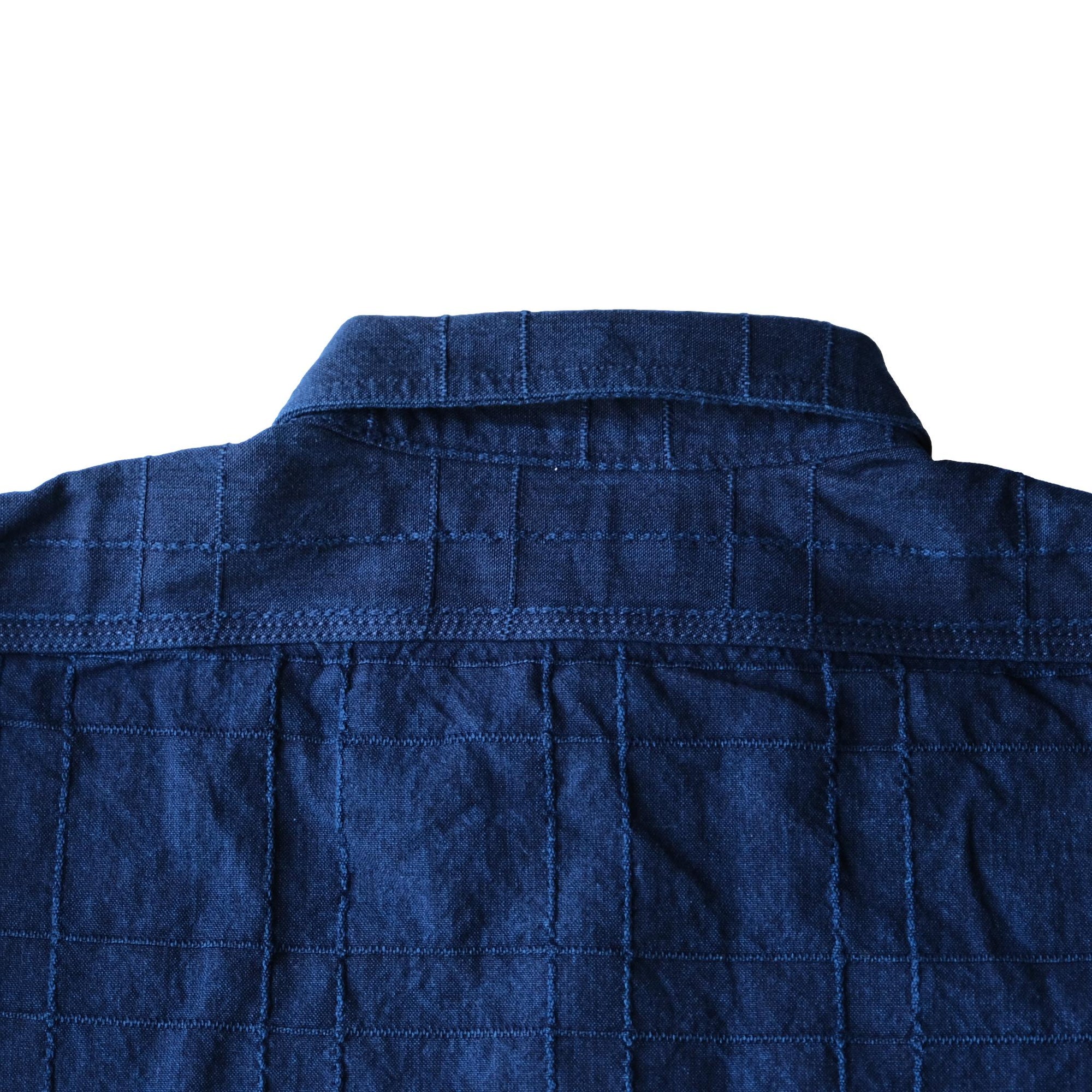 Samurai Jeans SSS26-ARS Natural Indigo Lattice Sashiko Work Shirt