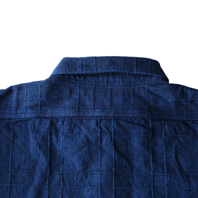 Samurai Jeans SSS26-ARS Natural Indigo Lattice Sashiko Work Shirt