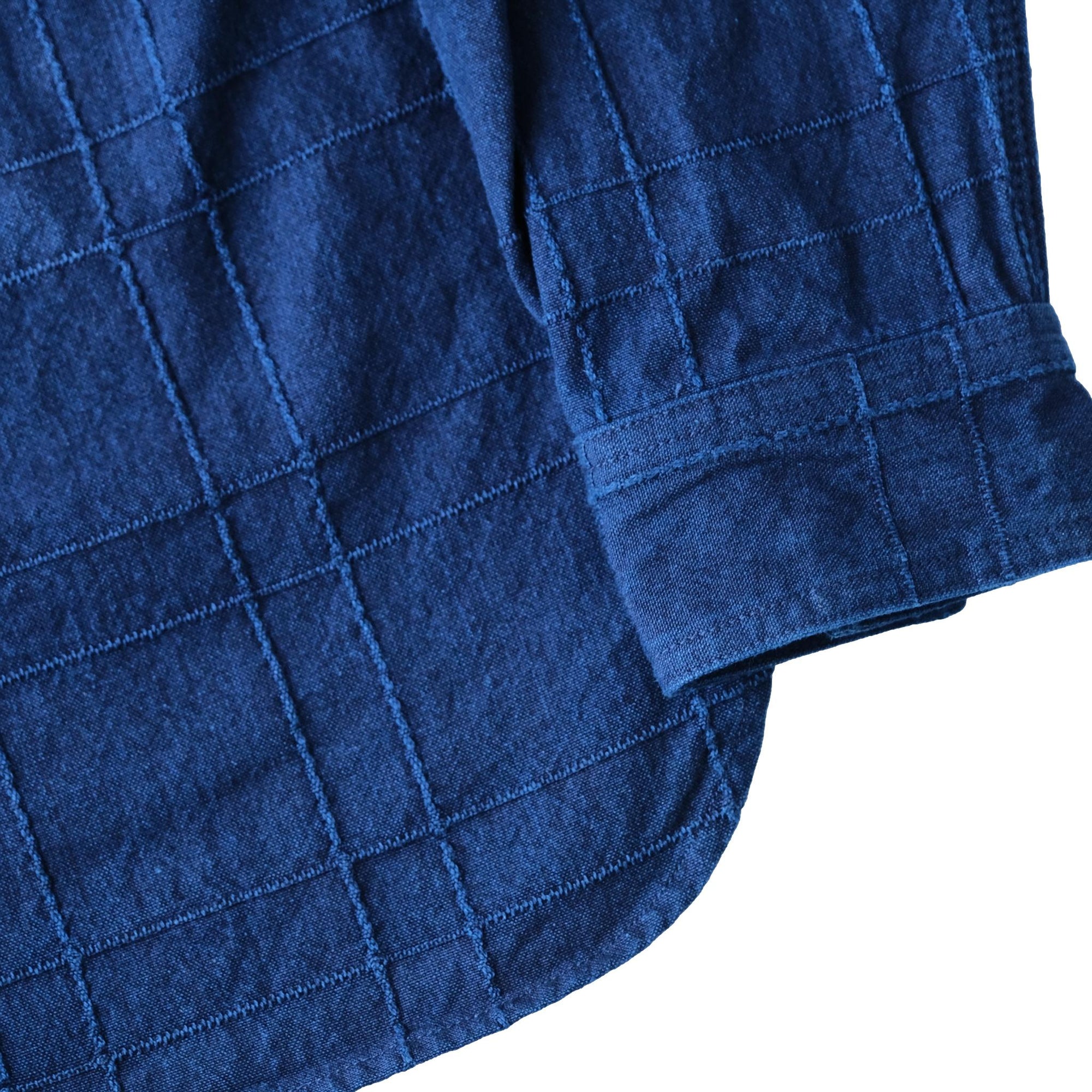 Samurai Jeans SSS26-ARS Natural Indigo Lattice Sashiko Work Shirt