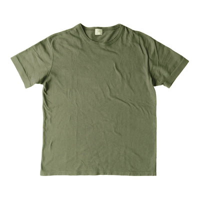 Loop & Weft Loopwheel Ribbed Cuff S/S Crewneck Tee (Olive) - Okayama Denim