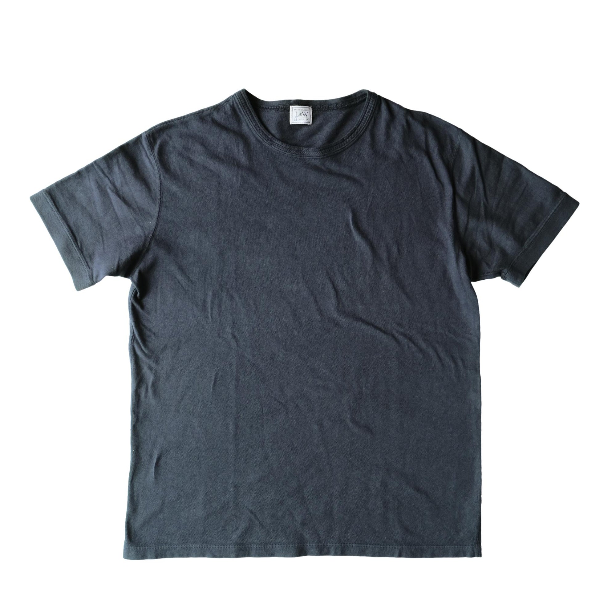 Loop & Weft Loopwheel Ribbed Cuff S/S Crewneck Tee (Black) - Okayama Denim