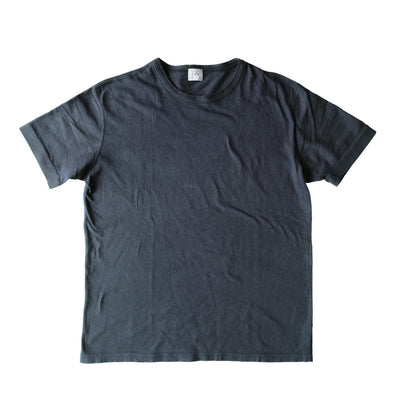 Loop & Weft Loopwheel Ribbed Cuff S/S Crewneck Tee (Black) - Okayama Denim
