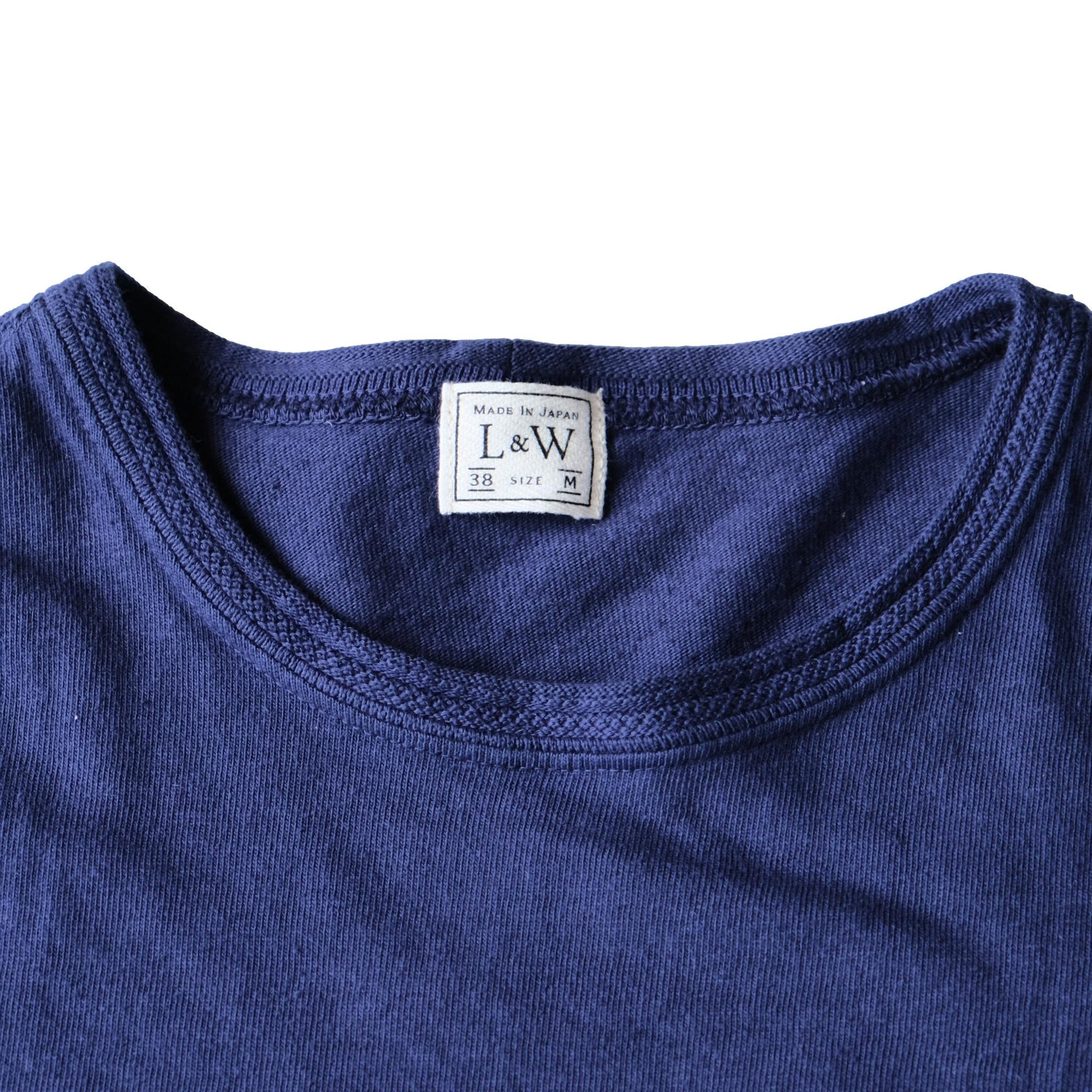 Loop & Weft Loopwheel Ribbed Cuff S/S Crewneck Tee (Navy) - Okayama Denim