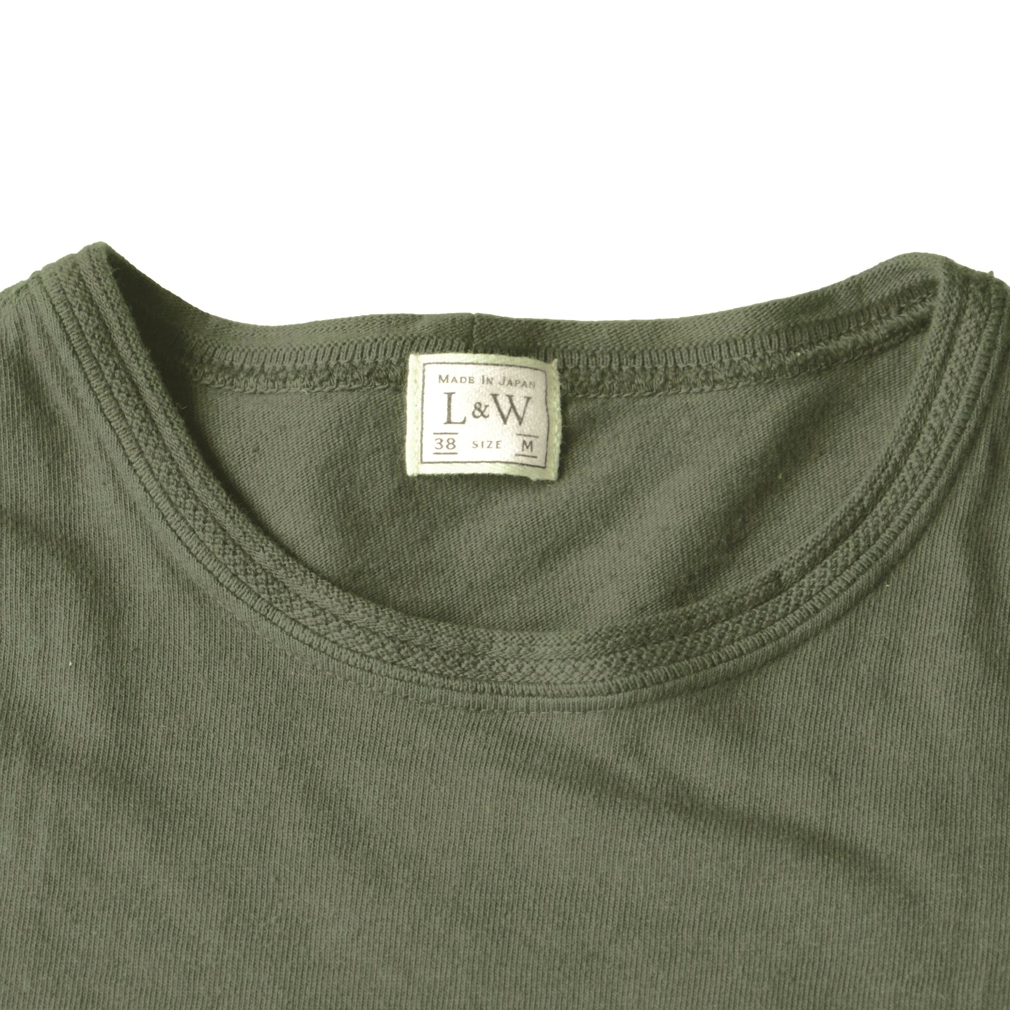 Loop & Weft Loopwheel Ribbed Cuff S/S Crewneck Tee (Olive) - Okayama Denim