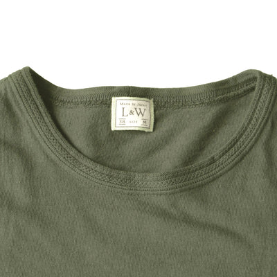 Loop & Weft Loopwheel Ribbed Cuff S/S Crewneck Tee (Olive) - Okayama Denim