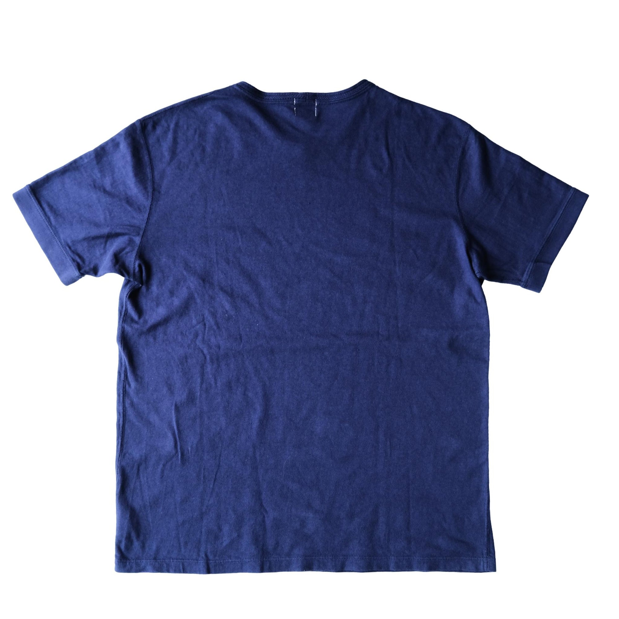Loop & Weft Loopwheel Ribbed Cuff S/S Crewneck Tee (Navy) - Okayama Denim