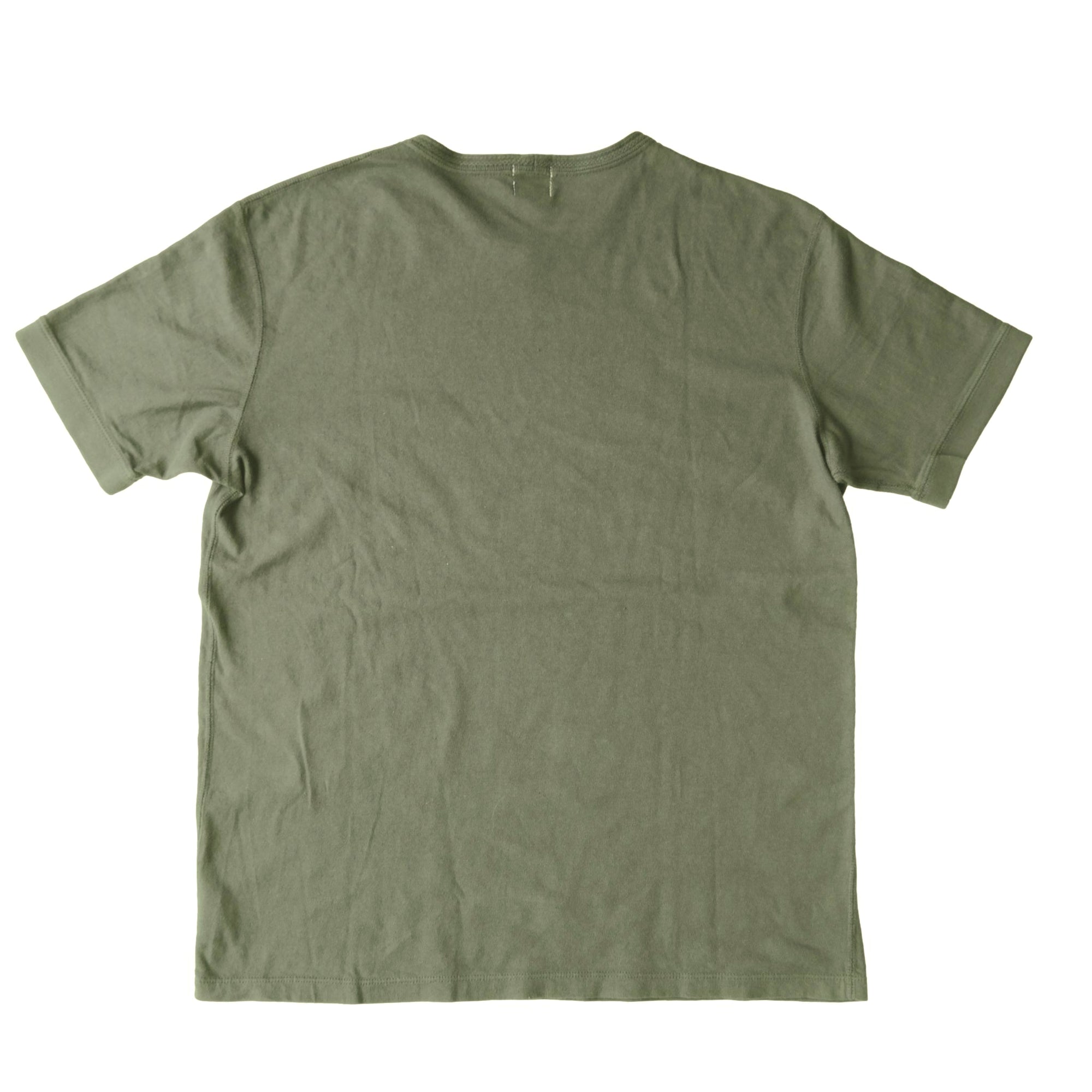 Loop & Weft Loopwheel Ribbed Cuff S/S Crewneck Tee (Olive) - Okayama Denim