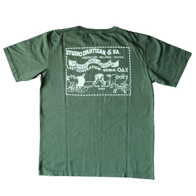 Studio D'Artisan Logo Print Tee (Green) - Okayama Denim