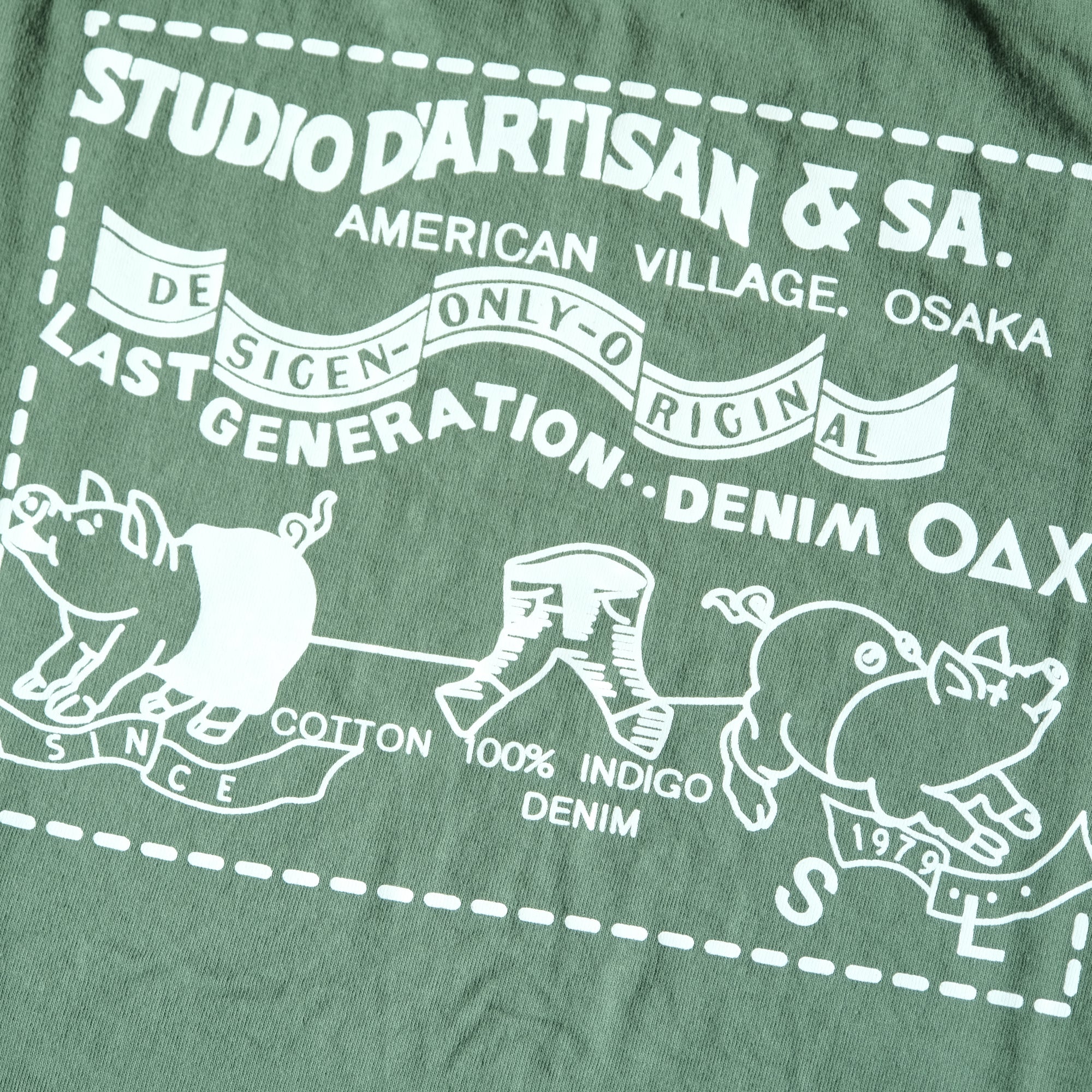 Studio D'Artisan Logo Print Tee (Green) - Okayama Denim