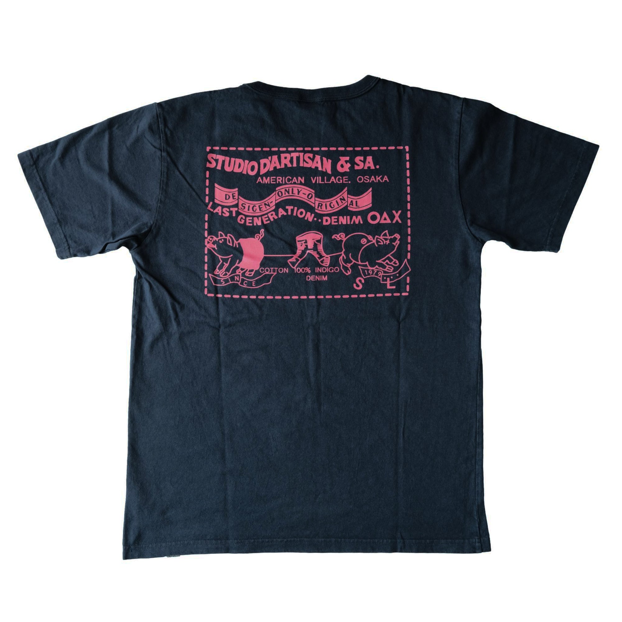 Studio D'Artisan Logo Print Tee (Navy) - Okayama Denim