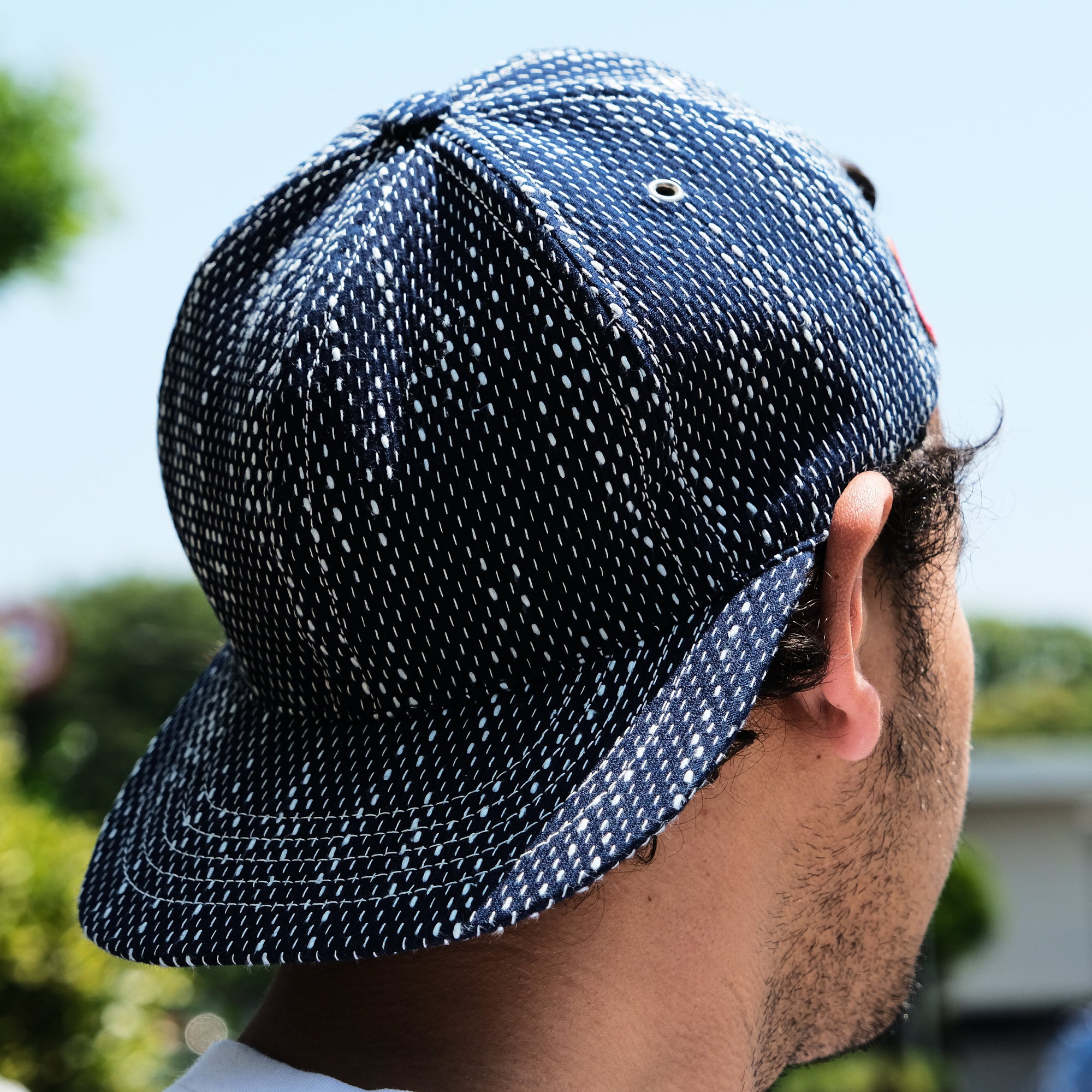 OD+PL Natural Indigo "Ame" Sashiko 6-Panel Cap - Okayama Denim