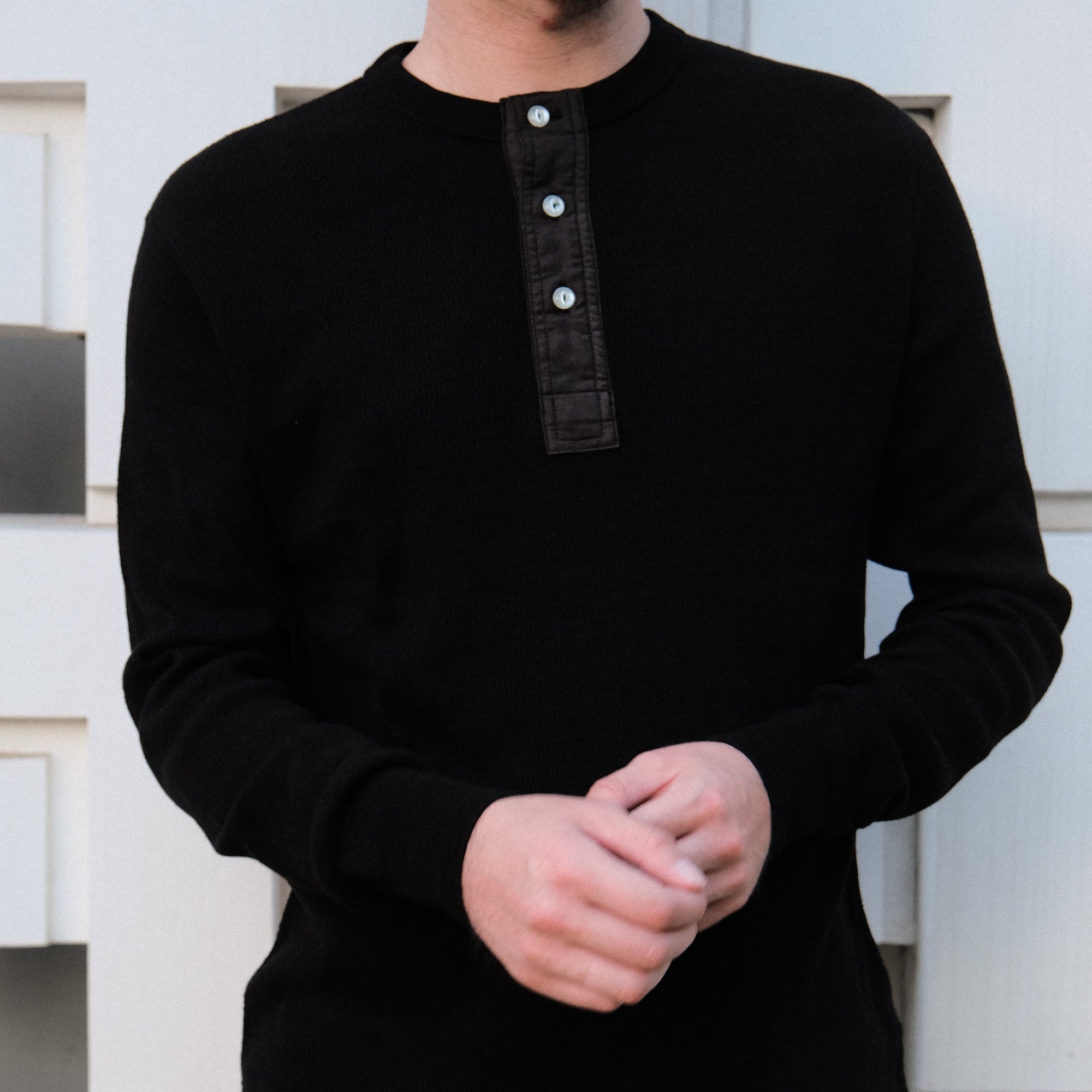 OD+LW "Kurozome" Supima Long Honeycomb Thermal Henley