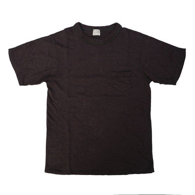 Loop & Weft Double Binder Neck Heather Slub Knit Pocket Tee (Black)