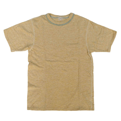 Loop & Weft Double Binder Neck Heather Slub Knit Pocket Tee (Mustard)