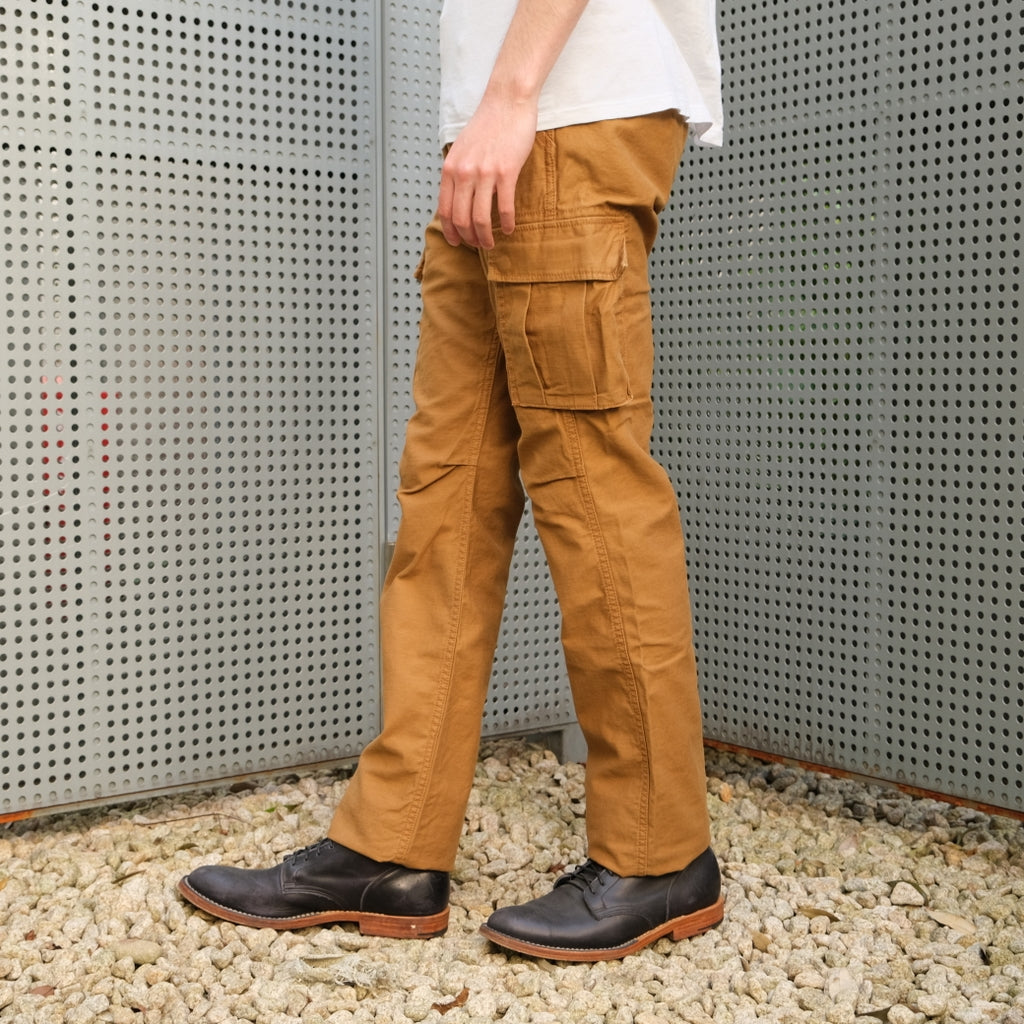 Momotaro Back Satin Brown Cargo Pants (Slim Tapered)