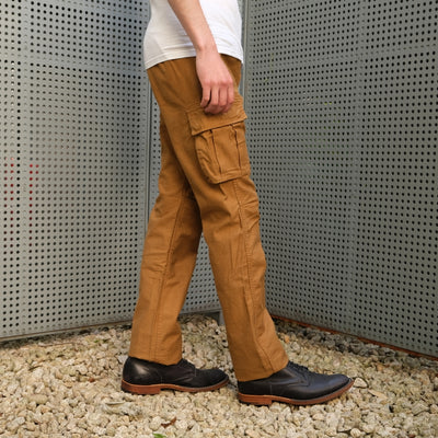 Momotaro Back Satin Brown Cargo Pants (Slim Tapered) - Okayama Denim