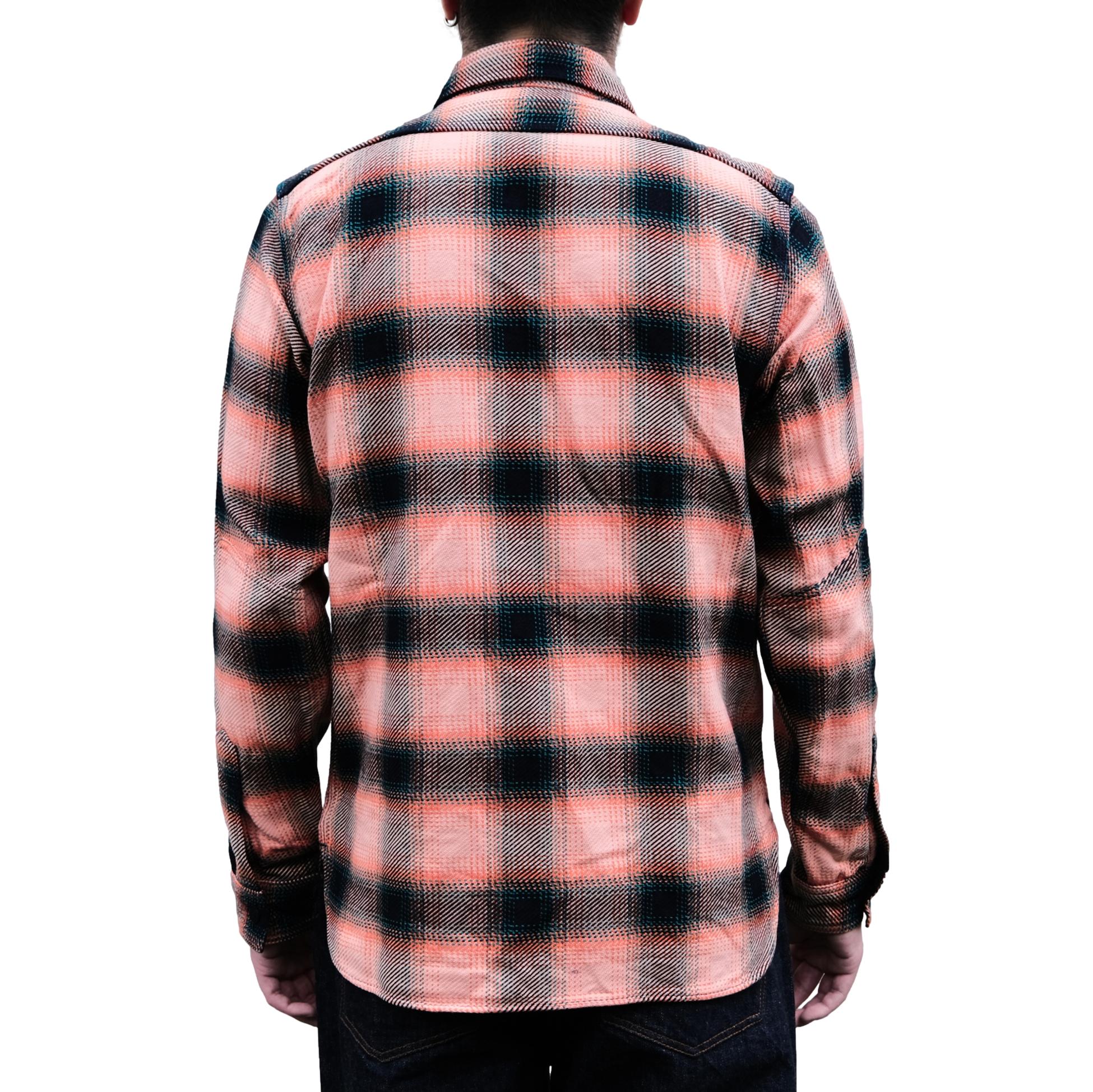 Samurai Jeans SIN25-01 Heavyweight Rope Dyed Indigo Flannel Shirt (Pink)