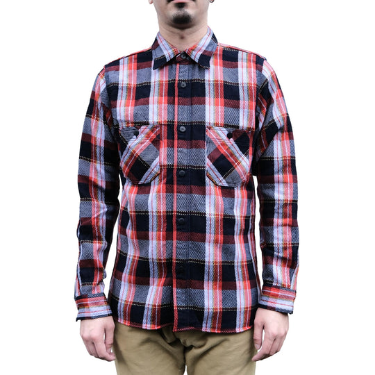 Samurai Jeans SIN25-01 Heavyweight Rope Dyed Indigo Flannel Shirt (Purple)