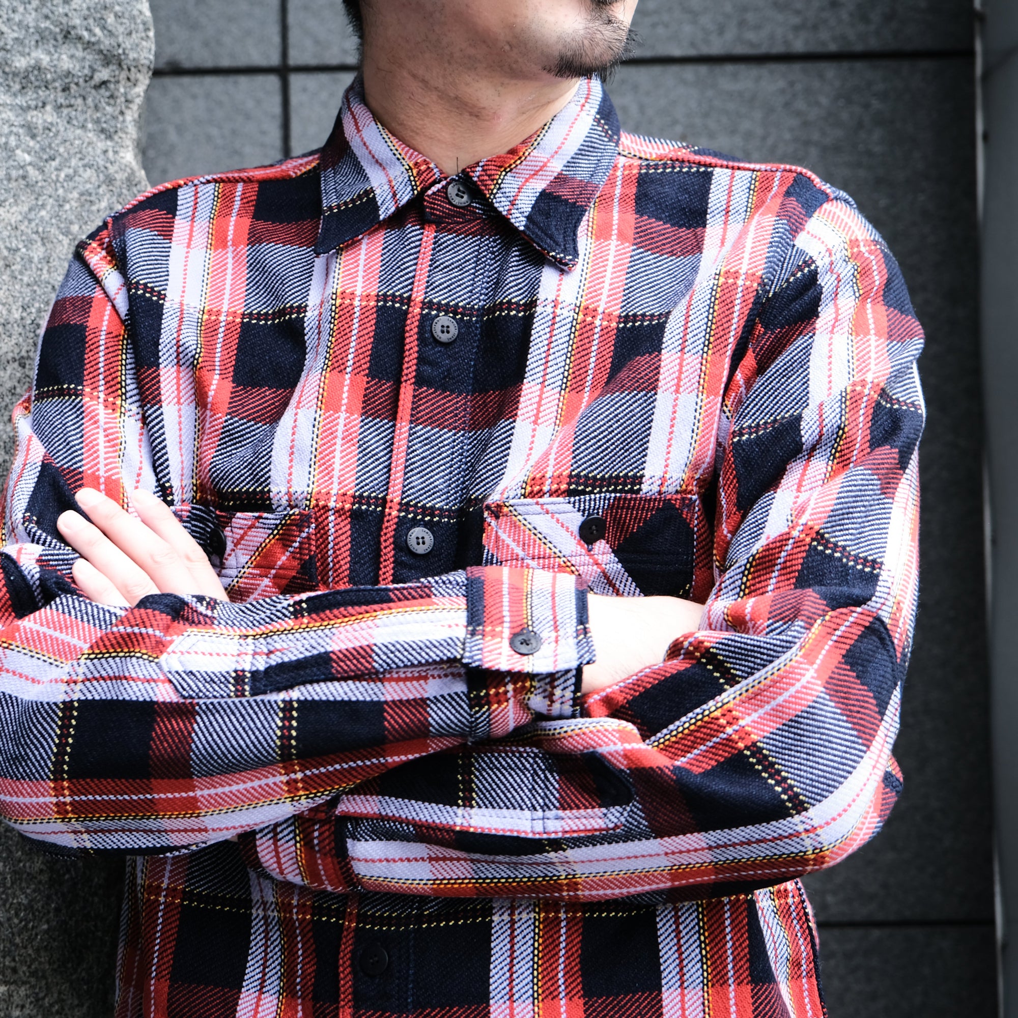 Samurai Jeans SIN25-01 Heavyweight Rope Dyed Indigo Flannel Shirt (Purple)