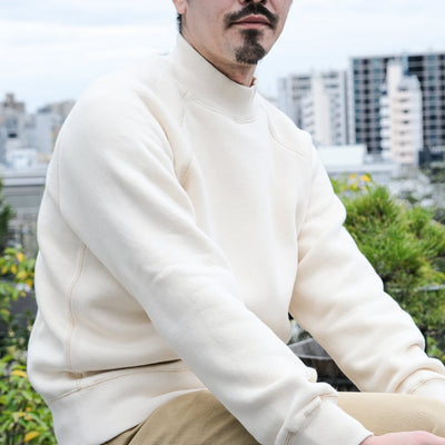 Loop & Weft Super Fluffy Knit Mock Neck Sweatshirt (Ivory)