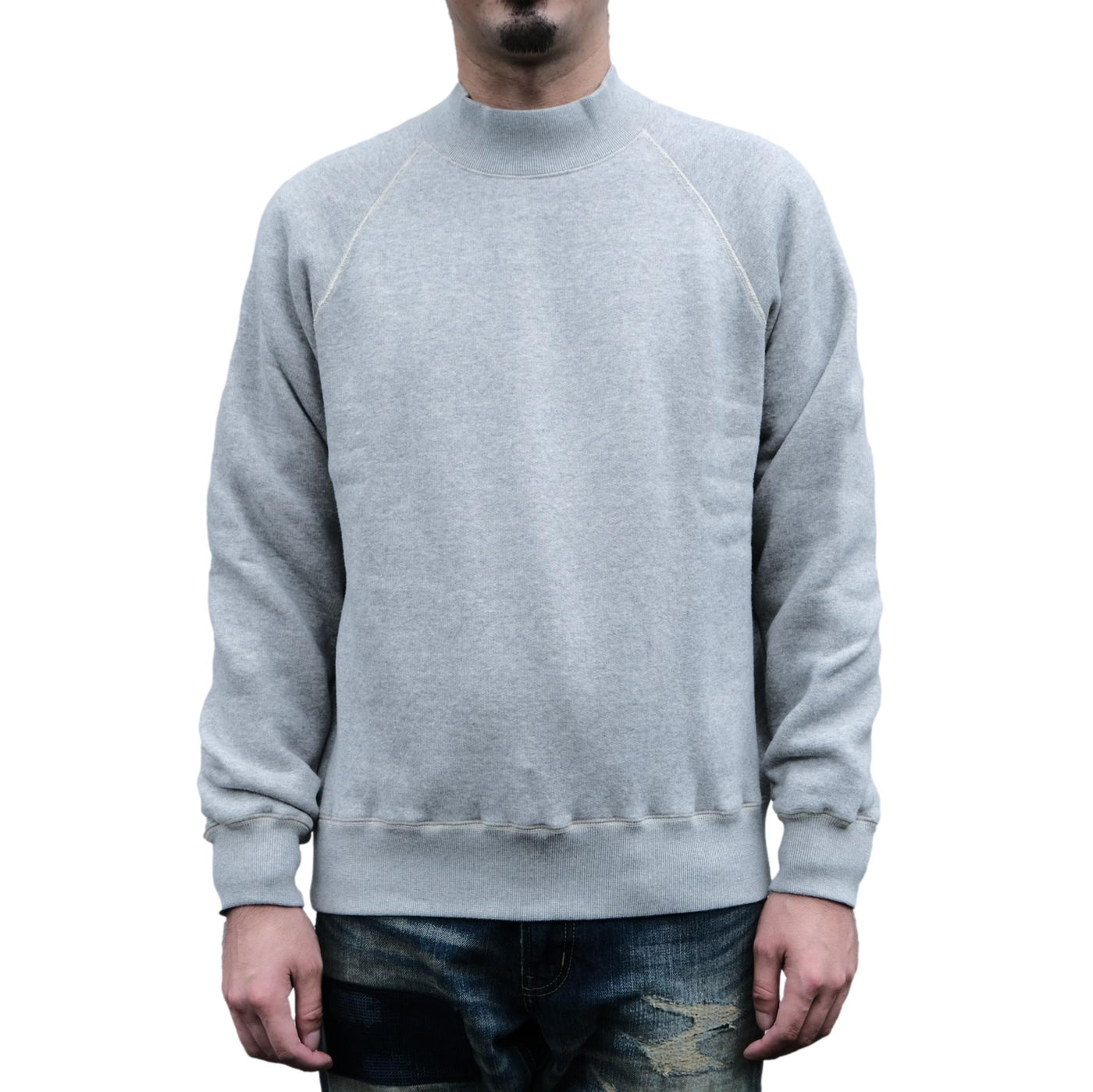 Loop & Weft Super Fluffy Knit Mock Neck Sweatshirt (Gray)