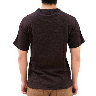 Loop & Weft Double Binder Neck Heather Slub Knit Pocket Tee (Black)