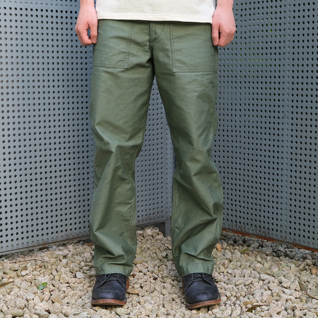 Fullcount Back Satin Utility Trousers (Olive) - Okayama Denim