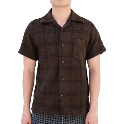 Studio D'Artisan "Amami Dorozome" Sashiko S/S Shirt (Dark Brown)