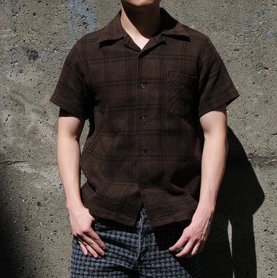 Studio D'Artisan "Amami Dorozome" Sashiko S/S Shirt (Dark Brown)