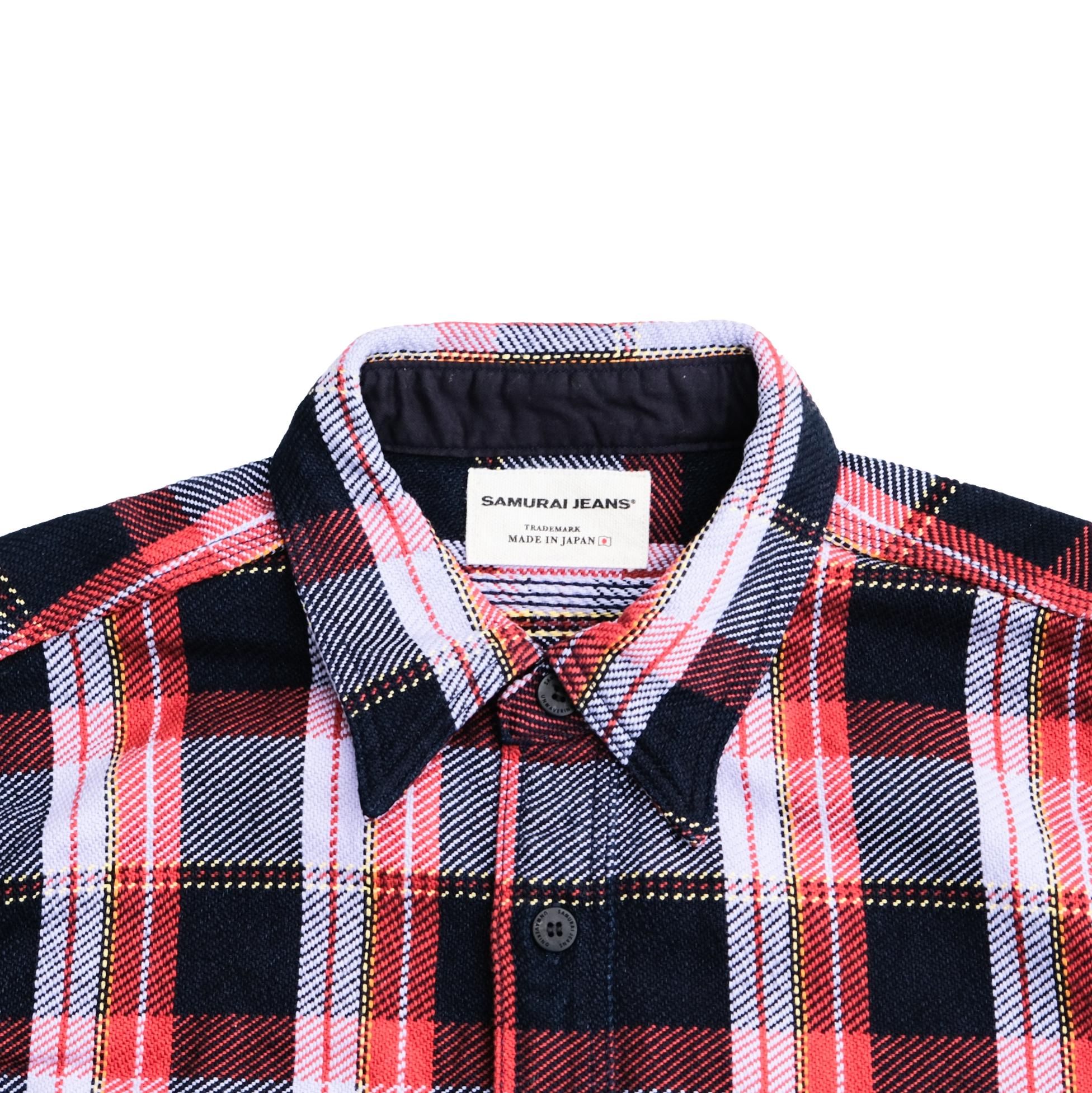 Samurai Jeans SIN25-01 Heavyweight Rope Dyed Indigo Flannel Shirt (Purple)