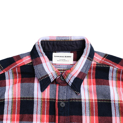 Samurai Jeans SIN25-01 Heavyweight Rope Dyed Indigo Flannel Shirt (Purple)