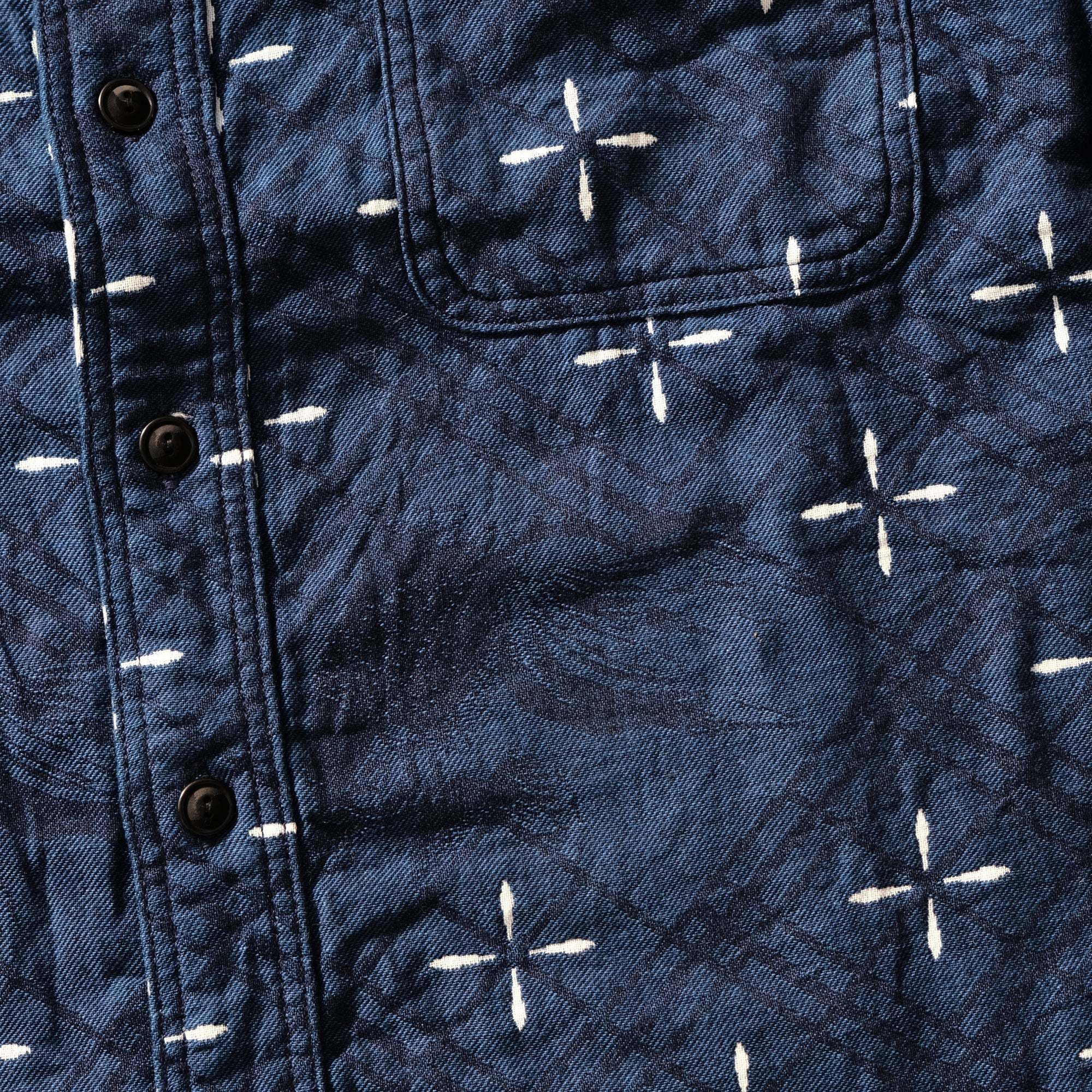 Samurai Jeans SSS25-02 "Kingyo" Natural Indigo Jacquard Work Shirt