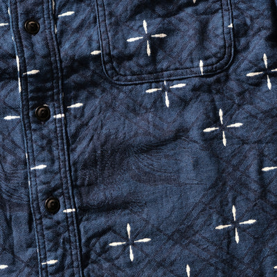 Samurai Jeans SSS25-02 "Kingyo" Natural Indigo Jacquard Work Shirt