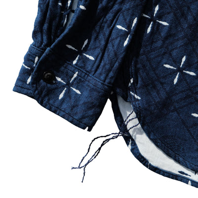 Samurai Jeans SSS25-02 "Kingyo" Natural Indigo Jacquard Work Shirt