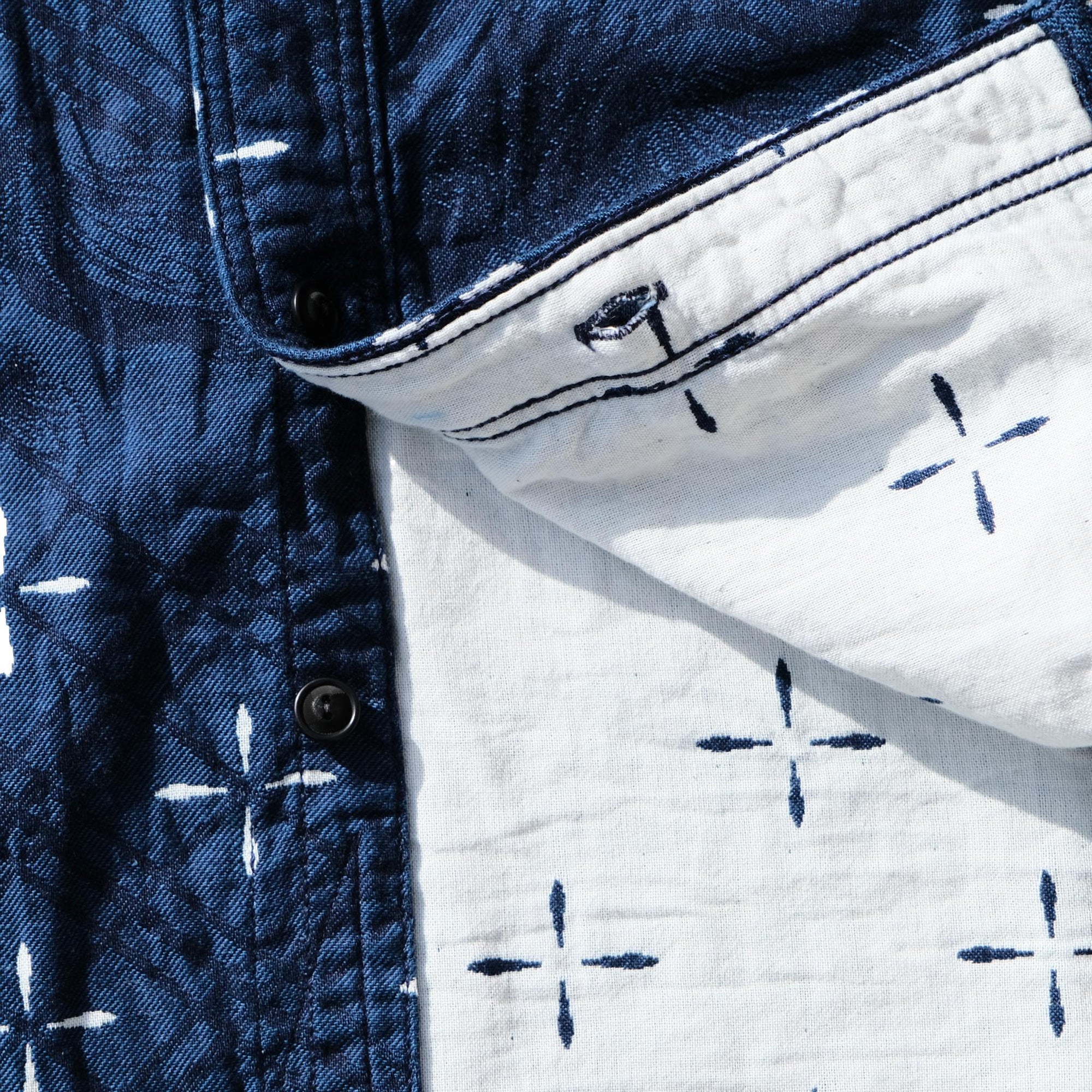 Samurai Jeans SSS25-02 "Kingyo" Natural Indigo Jacquard Work Shirt