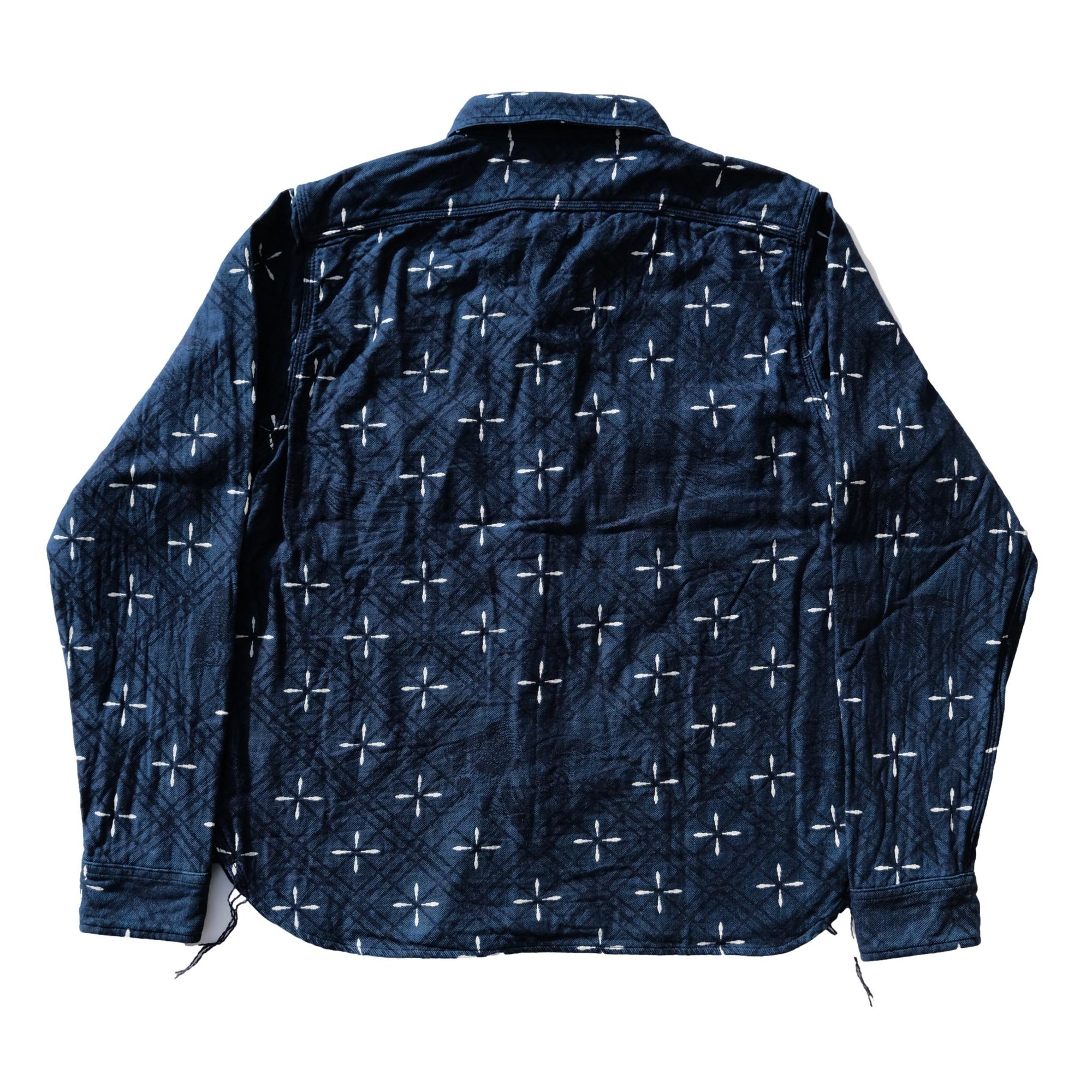 Samurai Jeans SSS25-02 "Kingyo" Natural Indigo Jacquard Work Shirt