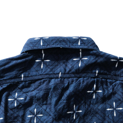 Samurai Jeans SSS25-02 "Kingyo" Natural Indigo Jacquard Work Shirt